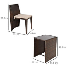 Set Tavolino e 2 Sedie da Giardino in Rattan Marrone