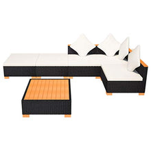 vidaXL Set Divani da Giardino 6 pz con Cuscini in Polyrattan Nero Sofa Esterni