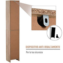 homcom Scaffale Salvaspazio per Bagno in Legno con 2 Armadietti e 6 Ripiani, Grigio e Rovere, Design a Torre 30 x 24 x 170cm