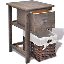 Zora Walter - Comodino in Legno, Stile Shabby Chic, con 1 cassetto e 1 Cestino, Colore: Marrone
