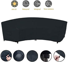 ZJBJ Mobili da Patio Copertura da Esterno Couch Secter Curvo Protector 600D Heavy Duty Black 190x36x39 Pollici Impermeabile per Set di divani a Mezzaluna
