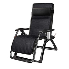 PAKUES-QO Lettini Pieghevoli Lettini Prendisole Sedie da Giardino reclinabili in Metallo Resistente Nero con portabicchieri | Sedia Portatile Oversize