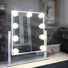 Specchio per Trucco Professionale a LED Specchio a LED Design di Ricarica 9 luci a LED 3 Colori dimmer graduali Rotazione Angolo di 360 ° Specchio Quadrato a Mezza Lunghezza e Grande
