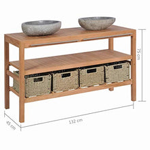 Cikonielf - Mobiletto da bagno, con corrimano, lavabo in pietra e cestino portaoggetti, multifunzione, 132 x 45 x 75 cm