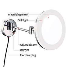 LZNAN - Specchio da trucco da parete con illuminazione a LED e ingrandimento, cromato lucido, plug in, di alta qualità