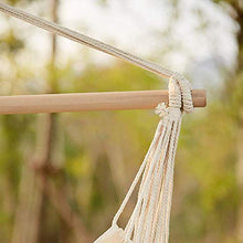 Sedia a hammock, oscillazione da giardino nappa bianca per bambini adulti con bastone in legno per stile nordico all'aperto indoor - 330 libbre di pesi capacità di comfort durata hamac avec support LH
