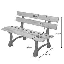 Mendler Panca panchina da Giardino terrazza HWC-F96 Legno ghisa - 3 posti 170cm Naturale