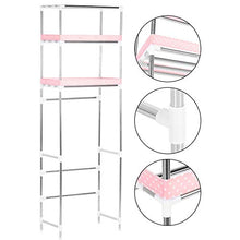 FTVOGUE Mensola della Toilette a 3 Livelli, Scaffale per Lavatrice Scaffale del Bagno in Acciaio Inox + ABS, 53x28x166cm