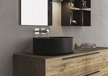 Dafne Italian Design Mobile Bagno Moderno con lavabo a Terra – Castagno Naturale Levigato – Gres porcellanato Amber Spatolato