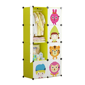 Locker 8-Porte Armadio Armadio Hanging Rimovibili di Plastica 6-Gitter Scaffali Abbigliamento Home Camera Dormitorio Verde MUMUJIN (Size : 75X47X147CM)