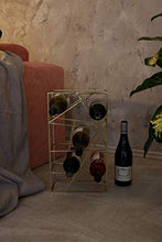 LaLe Living Vino - Portabottiglie in ferro spazzolato, per 9 bottiglie di vino con dimensioni 26 x 45,5 cm, per conservare vino e bottiglie d'acqua, design geometrico