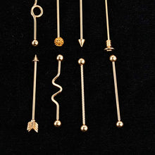 Holibanna 8Pcs Orecchini a Bottone Bilanciere Orecchini a Perno in Acciaio Inossidabile Piercing Orecchini Frecce Orecchini a Bottone Industriali Bilanciere per Le Donne (Dorato)