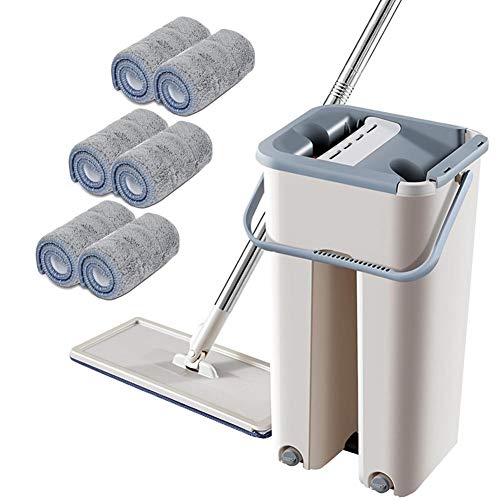 SSAYY Spray Mop Straccio Piatto Spugna E Secchio Mano Libera Strizzare La Pulizia del Pavimento Microfibra Cuscinetti per Mop da 360 Gradi Strumenti di Pulizia per Uso Bagnato O Asciutto