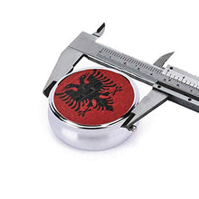 Bandiera dell'Albania, contenitore rotondo per pillole a 3 scomparti, in metallo, per medicina e vitamina