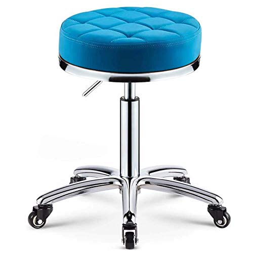 SXRDZ Massaggi Sgabello Sedia su Ruote for Bellezza della Cucina del Salone Studio, Regolabile Alto Rolling Sgabello Girevole (Color : Blue)