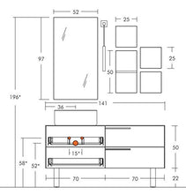 Dafne Italian Design Mobile Bagno Moderno con lavabo a Terra – Castagno Naturale Levigato – Gres porcellanato Amber Spatolato