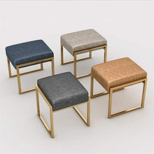 Jiangang- Moda poggiapiedi imbottito cuoio artificiale del sedile 丨 Ferro Sgabello Piazza Pouffe banco trucco Sgabello 丨 multifunzionale in pelle poggiapiedi scarpe Cambio Sgabello-43x37x45cm, Gold Fr