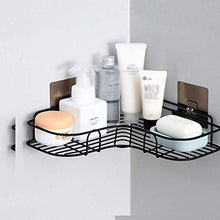 UWY No Foratura Nero Parete Bagno Doccia Mensola Portaoggetti Cestino Cucina Adesivi Senza Cuciture Appeso Supporto per Vasca da Bagno Cornice Angolare in Ferro Rack