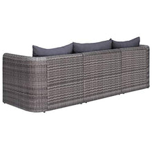 OUSEE Set Divani da Giardino 3 pz con Cuscini Grigio in Polyrattan