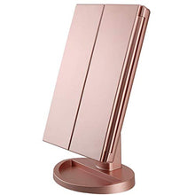 Specchio Per Trucco Vanità Illuminato Triplo Con Ingrandimento 3X / 2X / 1X,21 Luci A LED E Specchio Dimmerabile Touch Screen, Due Modalità Di Alimentazione, Specchio Cosmetico Da Viaggio (oro Rosa)