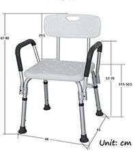 NYDZDM - Sgabello da bagno per doccia, altezza regolabile, con braccioli, in alluminio leggero, con altoparlante incinta usurato, 200 kg