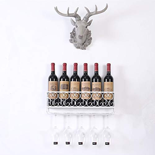 FAFZ Portavini Portabottiglie in Metallo A Parete, Porta Bicchieri da Vino， Espositore per Vino Multifunzionale per Sala da Pranzo E Soggiorno, Portaoggetti (Color : Black, Size : 25cm)