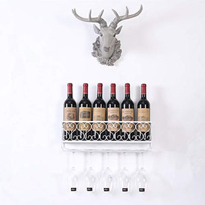 FAFZ Portavini Portabottiglie in Metallo A Parete, Porta Bicchieri da Vino， Espositore per Vino Multifunzionale per Sala da Pranzo E Soggiorno, Portaoggetti (Color : Black, Size : 25cm)