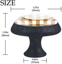 Tessuto scozzese marrone scuro e marrone chiaro Pomelli per Porta Set di 4 Pomelli per Mobili Manopole per Cassetti Cucina Armadio Vetro
