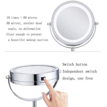 AJH Specchi da Viaggio Donna Specchio per Trucco Illuminato a LED, Specchio ingranditore 10X con Luce, Specchio cosmetico da appoggio, bifacciale, Corpo in Metallo CR
