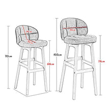 ZCY Mobili Soggiorno Sgabelli Sgabelli da Bar in Legno di faggio Sedia con Schienale e poggiapiedi ergonomici | Sedie da Pranzo con Cuscino in Tessuto di Lino per Pub/Cucina Sgabelli