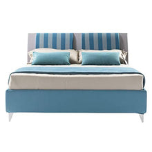 LettoFacile montalo in 30 Minuti - Letto Matrimoniale Onda Frame in Tessuto Azzurro/Grigio - Struttura senza rete - Made in Italy (160 x 190 cm)