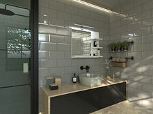 DOMTECH - Specchio a parete da bagno con ripiani e illuminazione LED, colore bianco
