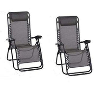 okaffarefatto zimbardi costanza Sdraio Pieghevole A gravità Zero, Sdraio per Giardino - Materiale: Textilene - 160 x 110 x 65 cm, Grigio Scuro, con Cuscino poggia Testa, Textilene x 2