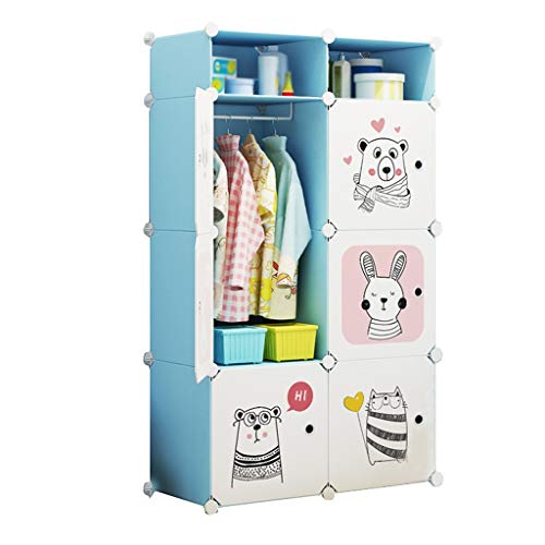 Locker Armadio Armadio Armadio Shelf Hanging Rimovibili di Plastica 6-Door 4-Gitter Scaffali Abbigliamento Home Camera Blu 75X37X129CM MUMUJIN