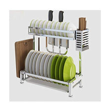 &ripiano di stoccaggio Scaffale di stoccaggio della cucina, Scolapiatti in acciaio inossidabile Scolapiatti Bacchette multifunzione for uso domestico Tagliere Scaffale Unità -2 Strati Scaffale di fini