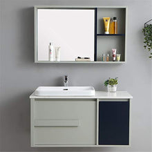 NgMik Cabinet Specchio Lavabo Mobile da Bagno Semplice Board Board Borsetto in Ceramica in Ceramica combinata Bagno Bagno Bagno Mobile da Bagno Facile da Pulire (Color : Gray, Size : 52x100x55cm)