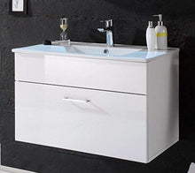 AVANTI TRENDSTORE - Silas - Lavabo con 1 cassetto compreso in Bianco Lucido/Opaco d'imitazione, ca. 80x50x45 cm