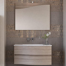 bonussi Mobile Bagno Sospeso 90 cm Lavabo Specchio e Doppio Cassettone Toby DX Olmo Tierra