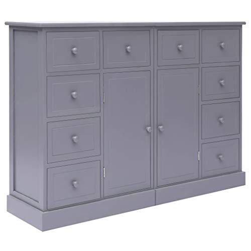 SKM Credenza con 10 Cassetti Grigia 113x30x79 cm in Legno (24.35kg)