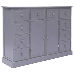 FAMIROSA Credenza con 10 Cassetti Grigia 113x30x79 cm in Legno