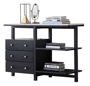 HLZY Armadio Laterale Accento, armadi da Cucina Storage Cucina Credenza Pranzo a Buffet Armadio Server Armadio, Free Standing di immagazzinaggio Petto con 3 cassetti e Aperto Scaffali
