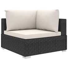 SKM Set Divani da Giardino 5 pz con Cuscini in Polyrattan Nero (43.8kg)
