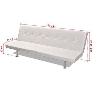 Festnight Adjustable Bed Sofa with Two Pillows Divano Letto Regolabile in Ecopelle/Similpelle/Pelle Artificiale con Due Cuscini da Soggiorno 168 x 77 x 64 cm Bianco/Nero