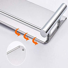 ZLININ Y-longhair Mensola da bagno montata a parete in acciaio inox 304, mensola a 2 ripiani con barra porta asciugamani, organizer per cesta doccia, finito