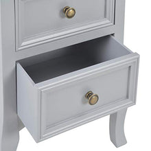 Tidyard Comodino Francese in MDF Grigio/Marrone/Nero con 2 Cassetti,Comodino con Cassetti,Comodino Camera da Letto,Comodino Retro,Cassettiera Camera da Letto,Comodino Portatelefono 35x30x49 cm