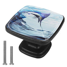 Un bellissimo marlin blu Pomelli per Porta Set di 4 Pomelli per Mobili Manopole per Cassetti Cucina Armadio Vetro