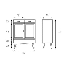 LULUVicky in Piedi Bagagli Petto Legno di Servizio di archiviazione Mobile con Ante a Buffet Credenza Ingresso Console Cassetto Bassa Credenza (Color : Wood, Size : 90x35x115cm)