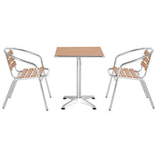 Outsunny Set Tavolo e Sedie da Giardino ed Esterno 3 Pezzi in Alluminio con Finitura Effetto Legno