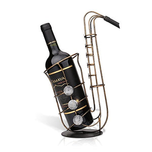 Fesjoy Vino Rack in Stile,Metallo Vino Rack Sax Bello E Pratico Portabottiglie Vino Creativo del Supporto Bottiglia Pratica Artigianato Ornamenti