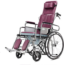 Carrozzine Pieghevole, Leggera Carrozzina Semovente Portatile Carrozzina Comfort Completamente Sdraiata con Poggiapiedi Oscillanti E Freni A